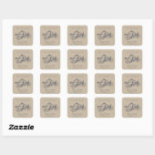 Sticker Carré Kraft Navy Pine Woods Mountain Sketch Mariage (Feuille)