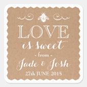Sticker Carré Kraft Papier Miel Bee Mariage Favor Jar (Devant)