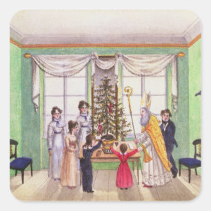 Sticker Carré Krampus et St. Nicholas du journal de Carl