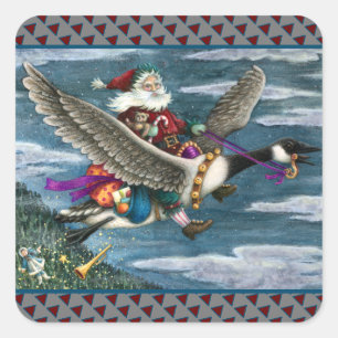 STICKER CARRÉ KRIS KRINGLE ET LES JOUETS SUR LE CANADA GOOSE NOË