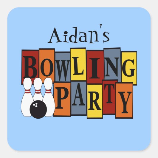 Sticker Carré KRW Custom Bowling fête d'anniversaire (Devant)