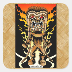 Sticker Carré Ku, Dieu hawaïen de Tiki