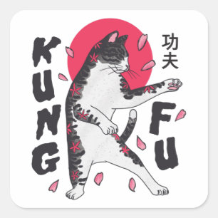 Sticker Carré Kung Fu Cat