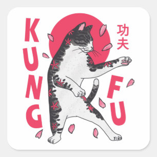 Sticker Carré Kung Fu Cat