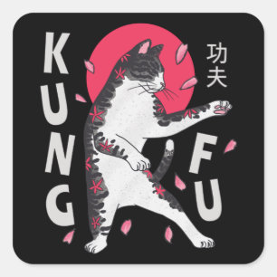 Sticker Carré Kung Fu Cat