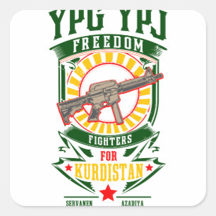 Sticker Carré KURDISTAN - YPG - YPJ Freedom Warrior