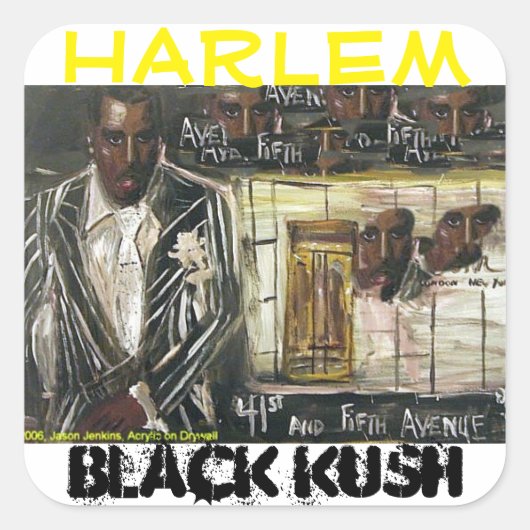 STICKER CARRÉ KUSH NOIR DE HARLEM (Devant)