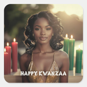 STICKER CARRÉ KWANZAA - JOYEUX KWANZAA - 