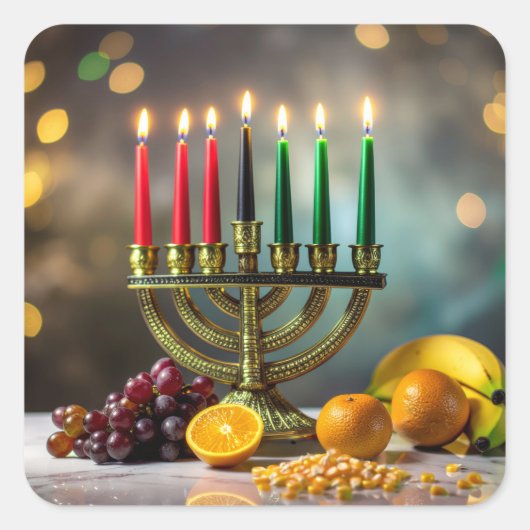 STICKER CARRÉ KWANZAA - KINARA -  (Devant)