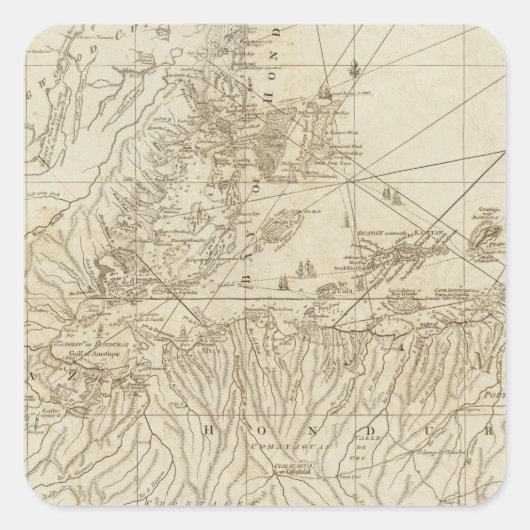 Sticker Carré La baie du Honduras (Devant)