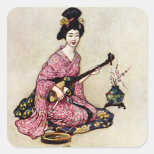 Sticker Carré « La Belle Danseuse de Yedo » par Warwick Goble