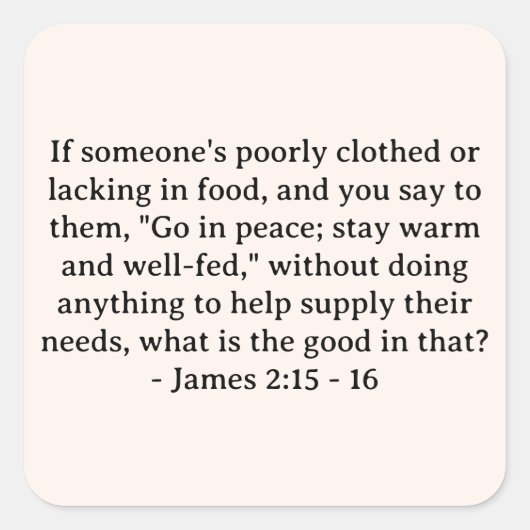 Sticker Carré La Bible Verse James 2:15 - 16 (Devant)