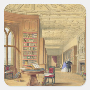 Sticker Carré La bibliothèque, château de Windsor, 1838 (litho