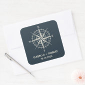 Sticker Carré La boussole bleue | Monogramme Mariage (Enveloppe)