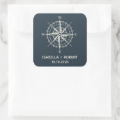 Sticker Carré La boussole bleue | Monogramme Mariage (Sac)