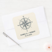 Sticker Carré La boussole bleue | Monogramme Mariage (Enveloppe)