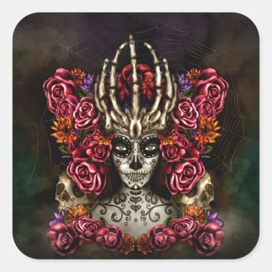 Sticker Carré La Calavera Catrina (Devant)