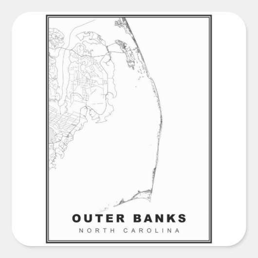 Sticker Carré La carte des Outer Banks (Devant)