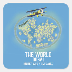 Sticker Carré La carte du Monde de Dubaï Émirats arabes unis