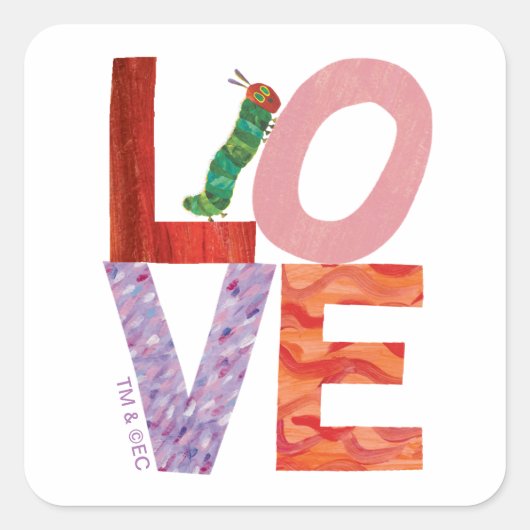 Sticker Carré La Caterpillar Très Affamée | AMOUR (Devant)