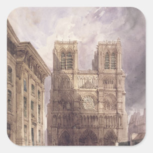 Sticker Carré La cathédrale de Notre Dame, Paris, 1836