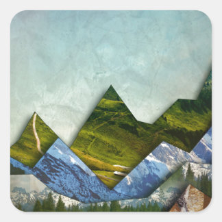 Sticker Carré La chaîne des montagnes