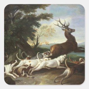 Sticker Carré La chasse à cerfs communs, 1718