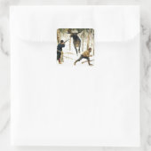 Sticker Carré La chasse aux orignaux par Frederic Remington (Sac)