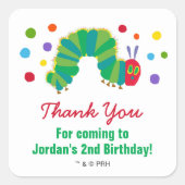 Sticker Carré La chenille affamée | Merci d'anniversaire (Devant)