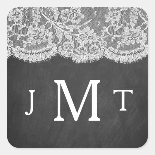 Sticker Carré La collection de Mariages Chalkboard & Lace (Devant)