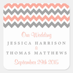 Sticker Carré La collection moderne de Mariages Chevron - rose e
