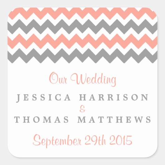Sticker Carré La collection moderne de Mariages Chevron - rose e (Devant)