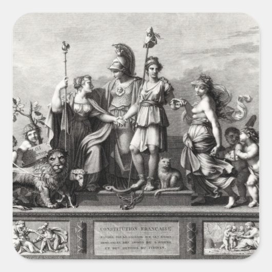 Sticker Carré La Constitution française (Devant)