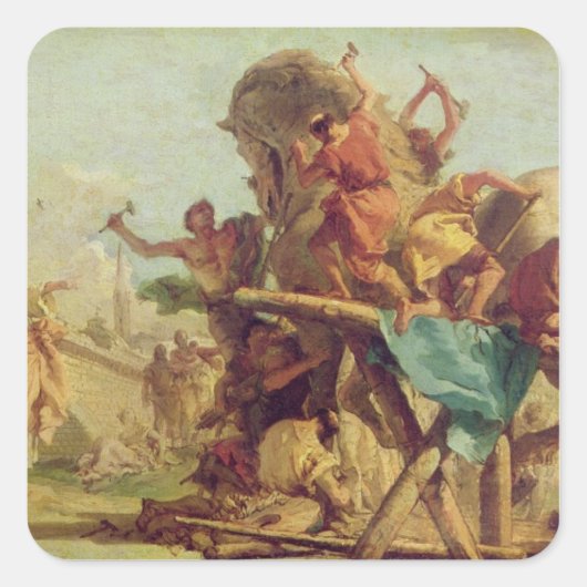 Sticker Carré La construction du cheval de Troie, vers 1760 (Devant)