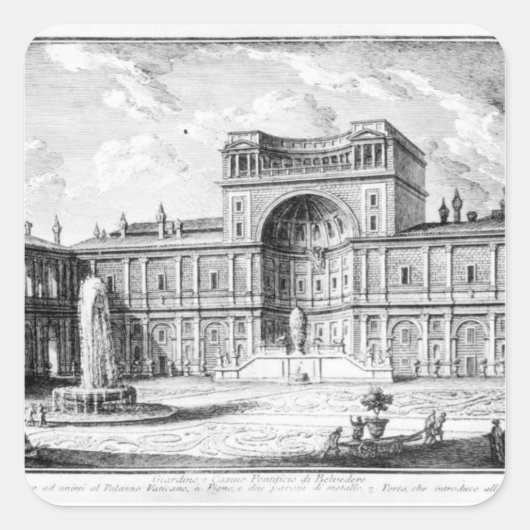 Sticker Carré La Cour du Belvédère dans le Vatican Rome (Devant)