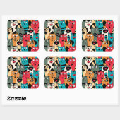 Sticker Carré La Crowd of cats (Feuille)