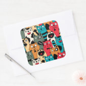 Sticker Carré La Crowd of cats (Enveloppe)