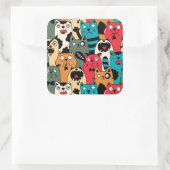 Sticker Carré La Crowd of cats (Sac)