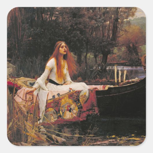 Sticker Carré La Dame de Shalott John William Waterhouse (Devant)