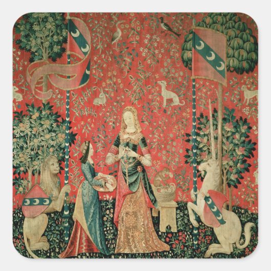 Sticker Carré La Dame et la licorne : 'Odeur' (Devant)