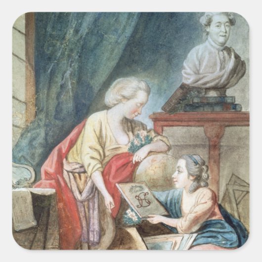 Sticker Carré La famille Necker en 1780 (Devant)