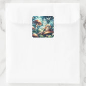 Sticker Carré La fée éthérée coule sur un champignon (Sac)