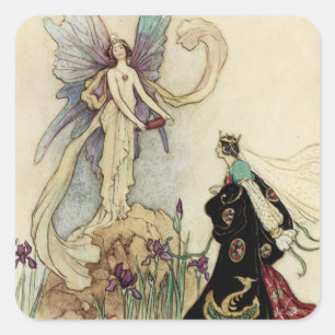 Sticker Carré La Fée Là-Bas A Accueilli Sa Majesté