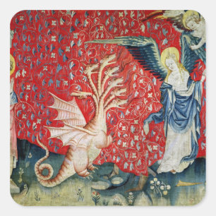 Sticker Carré La femme qui reçoit des ailes pour fuir le dragon