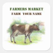 Sticker Carré La ferme à la vache (Devant)