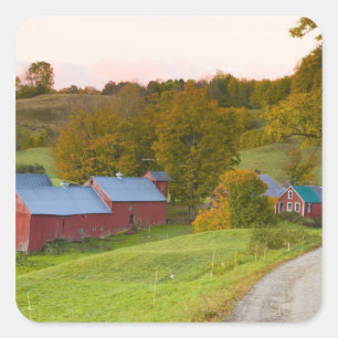 Sticker Carré La ferme Jenne à Woodstock, Vermont. Automne.