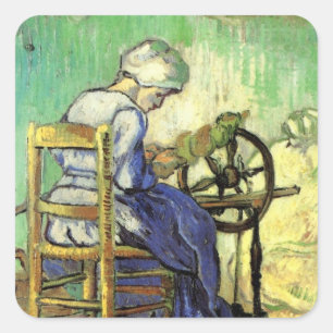 Sticker Carré La Fileuse par Vincent van Gogh