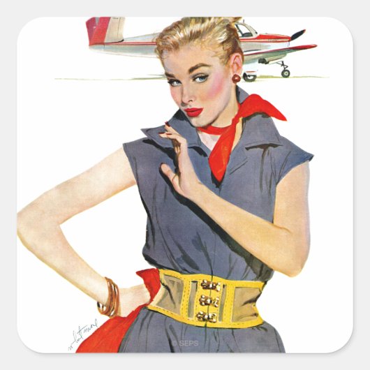 Sticker Carré La fille qui a volé des avions (Devant)