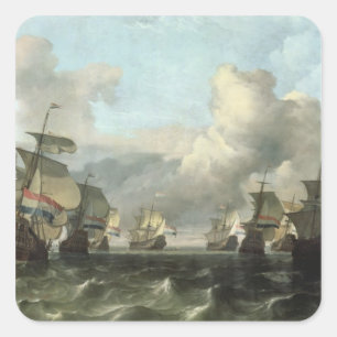 Sticker Carré La flotte néerlandaise de la compagnie de l'Inde,