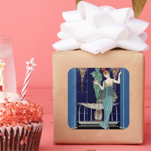 Sticker Carré La fontaine Shell de George Barbier (Fête)